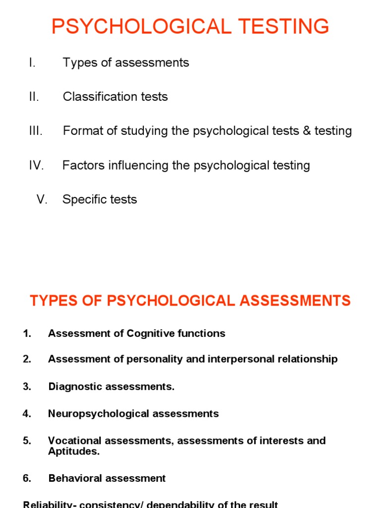Overview of Psychological Tests | PDF | Wechsler Adult Intelligence ...