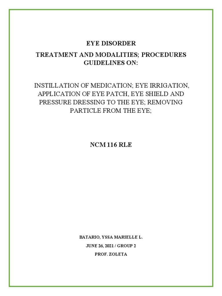 Irrigation of The Eye PDF Ophthalmology Clinical Medicine