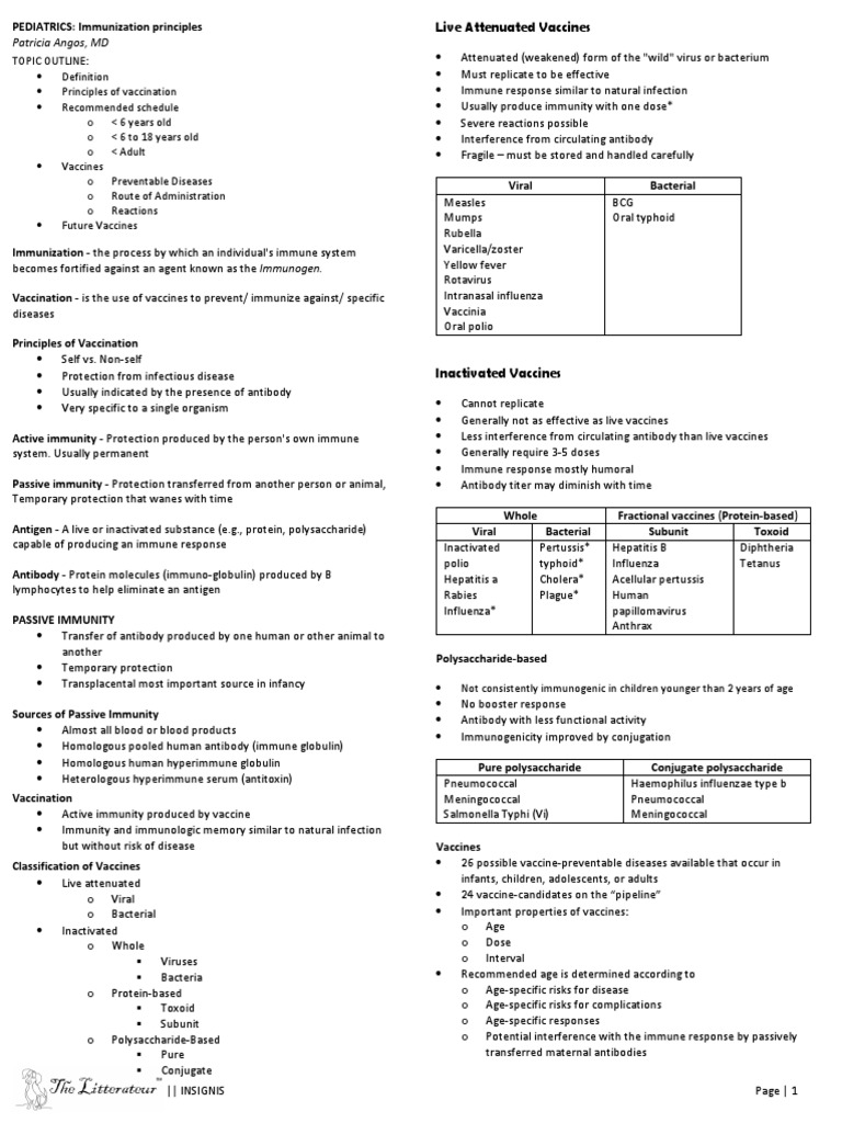Immunization Principle PDF | PDF | Vaccines | Immunity (Medical)