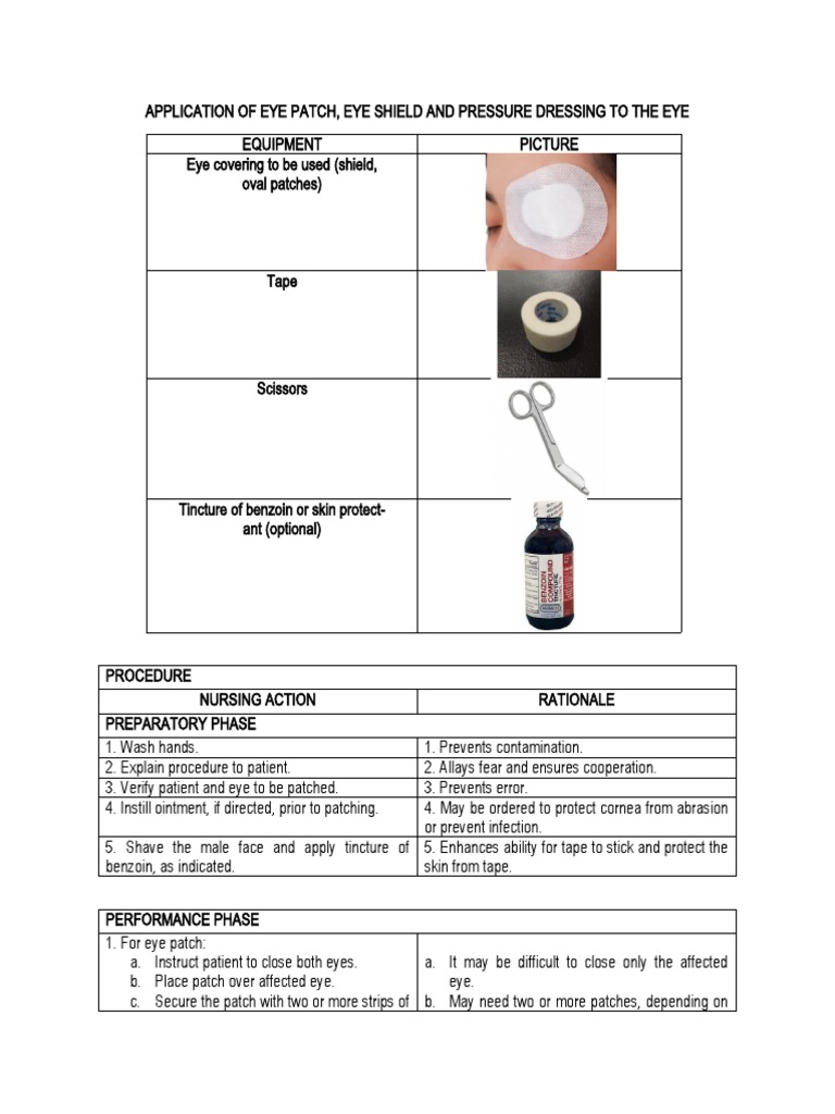 Eye Patch and Shield Application Guide | PDF | Ophthalmology | Medical ...