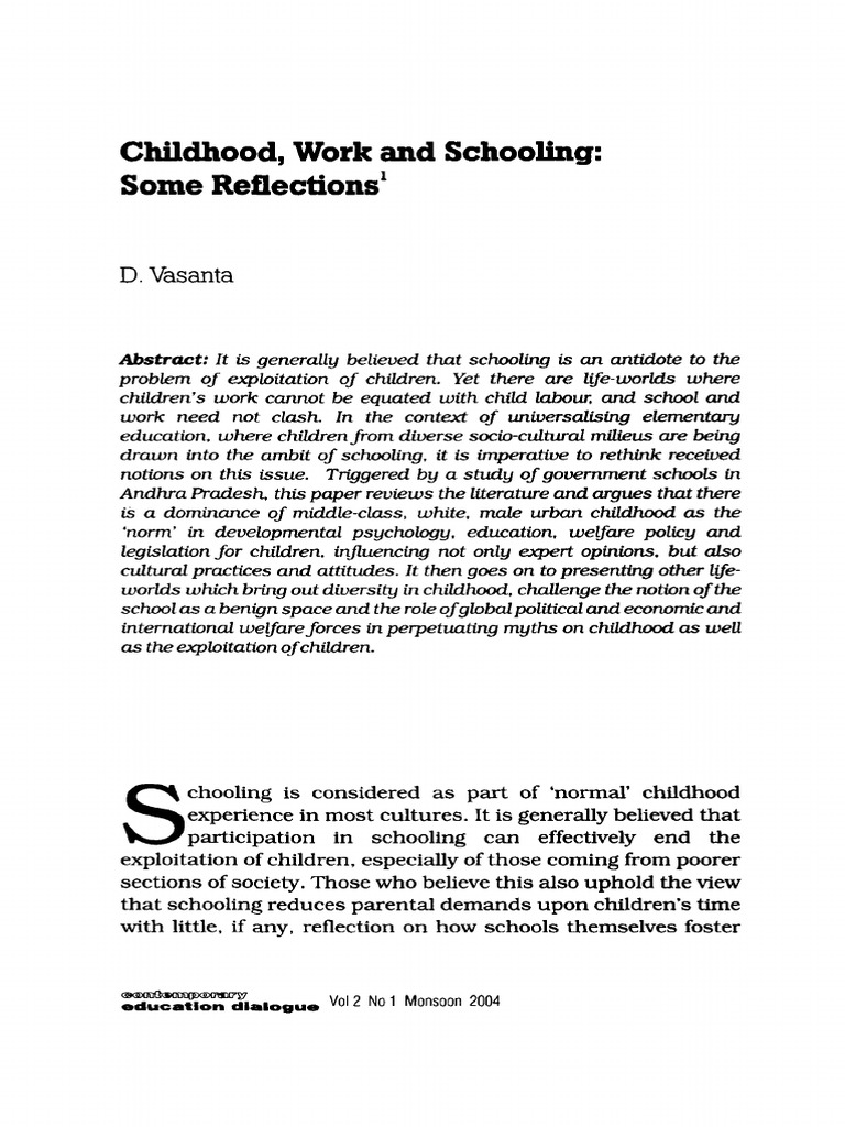 Childhood and Schooling PDF Childhood Developmental Psychology