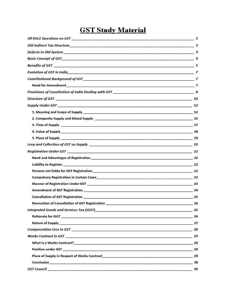 GST Study Material | Download Free PDF | Value Added Tax | Excise