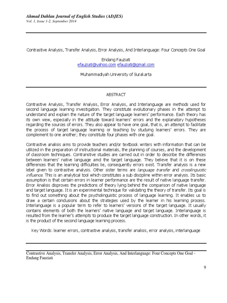 CONTRASTIVE ANALYSIS IN SECOND LANGUAGE ACQUISITION PDF visual data 2