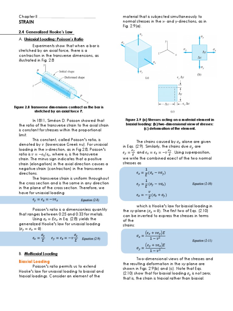 Strain: 2.4 Generalized Hooke's Law | PDF | Young's Modulus | Stress ...