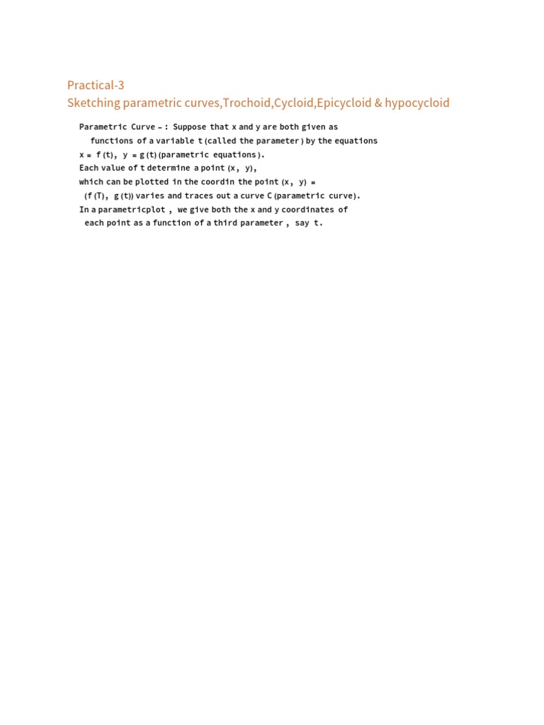 Parametric Curves: Trochoids & Cycloids | PDF | Differential Geometry ...