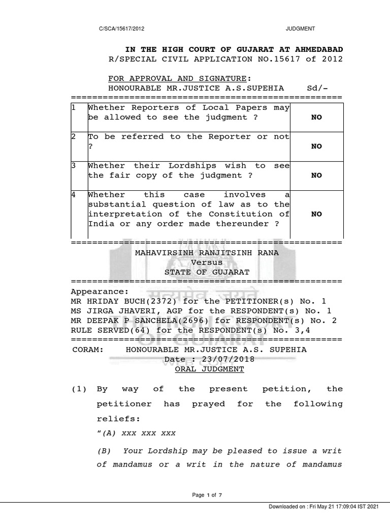 Judgment on Compassionate Appointment | PDF | Mandamus | Writ