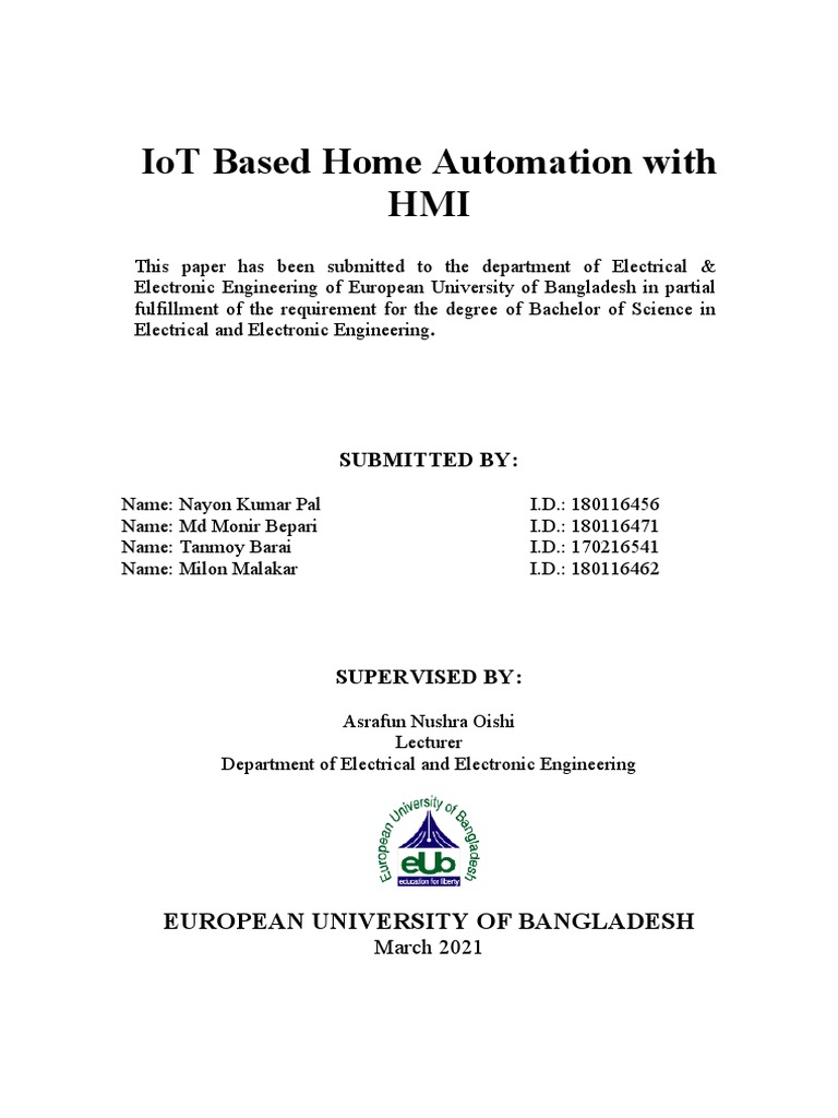 IoT Home Automation With HMI | PDF | Internet Of Things | Home Automation