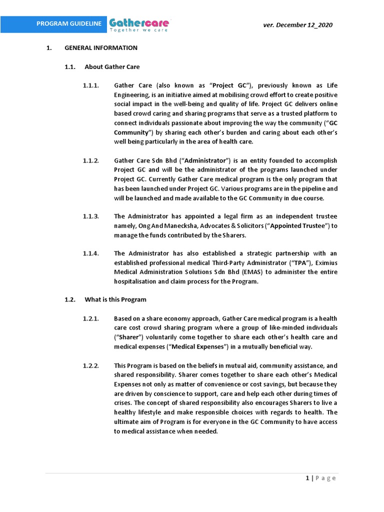 General Information 1.1. About Gather Care Program Guideline PDF