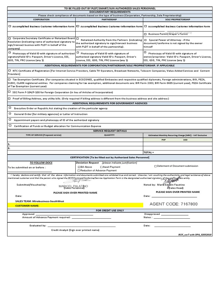 Accomplished Business Customer Info Form | PDF | Sole Proprietorship ...