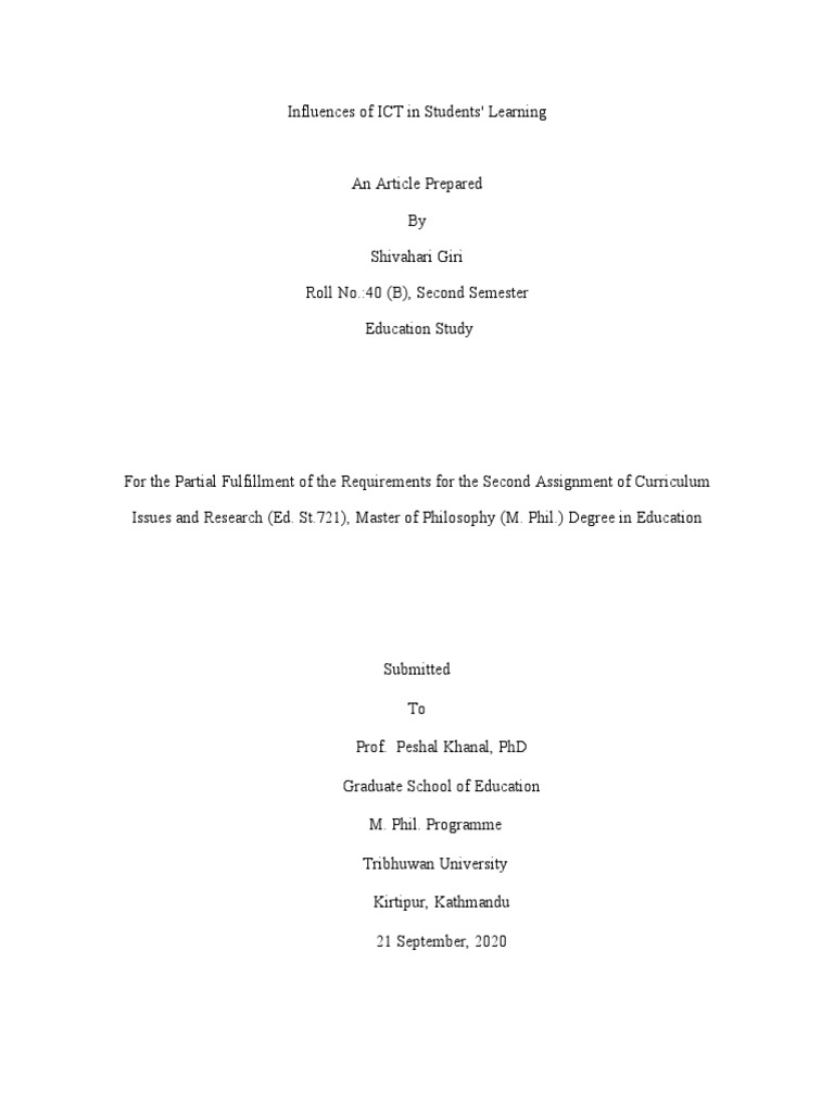 Influences of ICT in Students Learning | PDF | Educational Technology ...