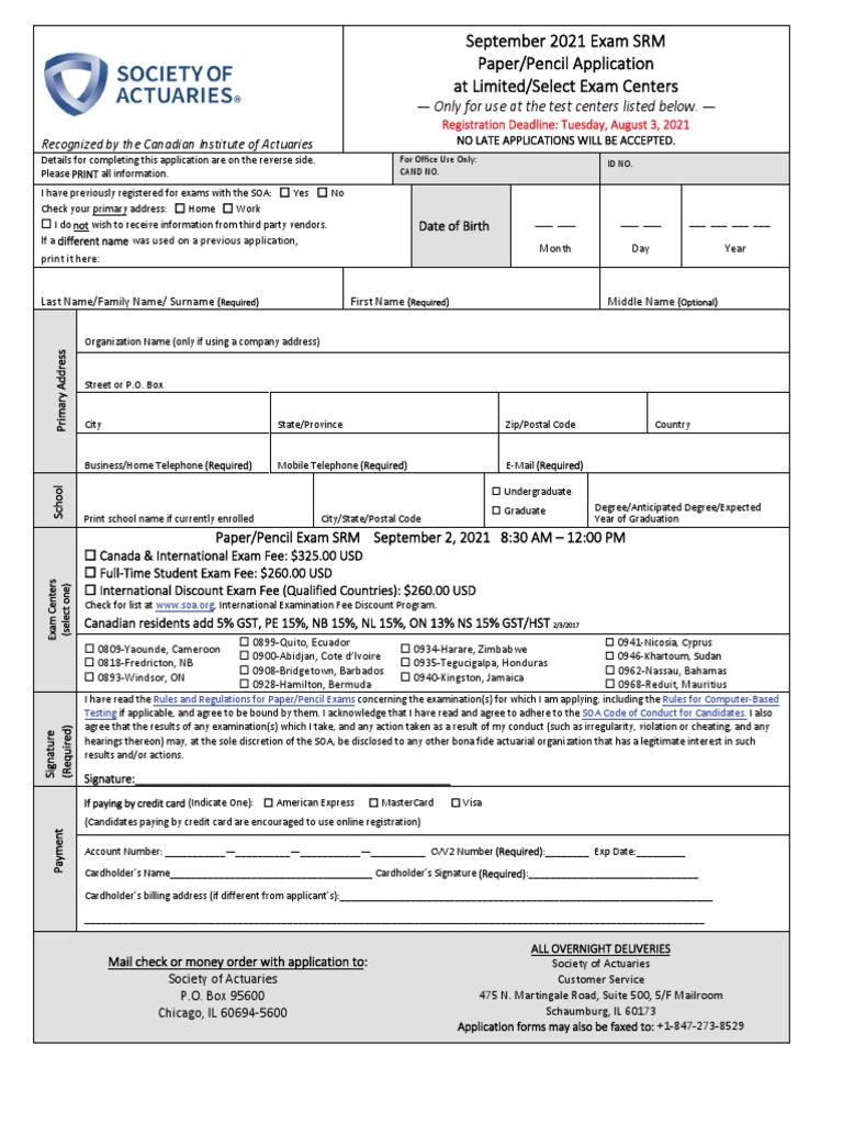 SRM Exam Registration Details for Canada | PDF | Visa Inc. | Credit Card