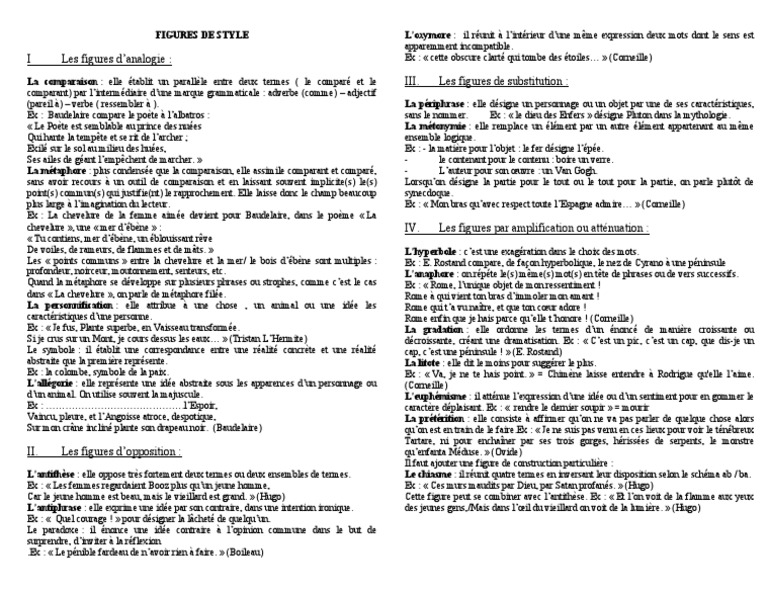 Figures de style en littérature | PDF | Métaphore | Rhétorique
