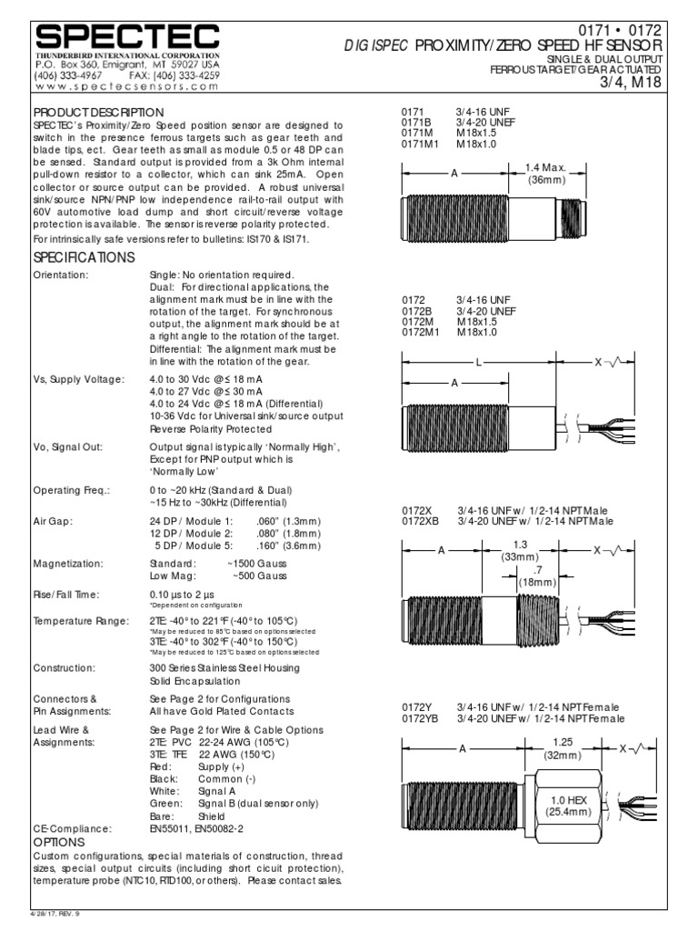 Proximity Sensor Specifications and Options | PDF | Bipolar Junction ...