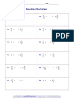 Fractions Worksheet: Name: - Date