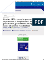 Gender Differences in Post-Stroke Depression: A Longitudinal Analysis of Prevalence, Persistence and Predictive Value of Known Risk Factors