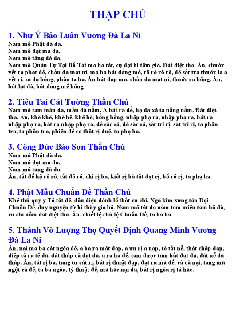 Chú Đại Bi, Thập Chú và Bát Nhã Tâm Kinh: Khám Phá Ý Nghĩa và Lợi Ích Từng Chú