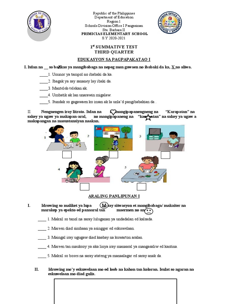 1st Summative Test q3 | PDF