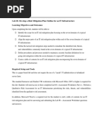 Laboratory #6: Lab #6: Develop A Risk Mitigation Plan Outline For An IT Infrastructure Learning Objectives and Outcomes