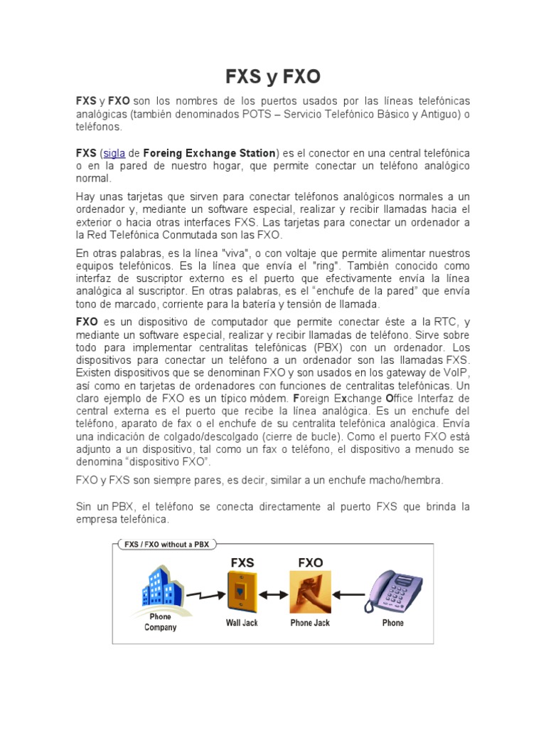 FXS y FXO: Conectividad Telefónica Analógica | PDF | Computación en la ...