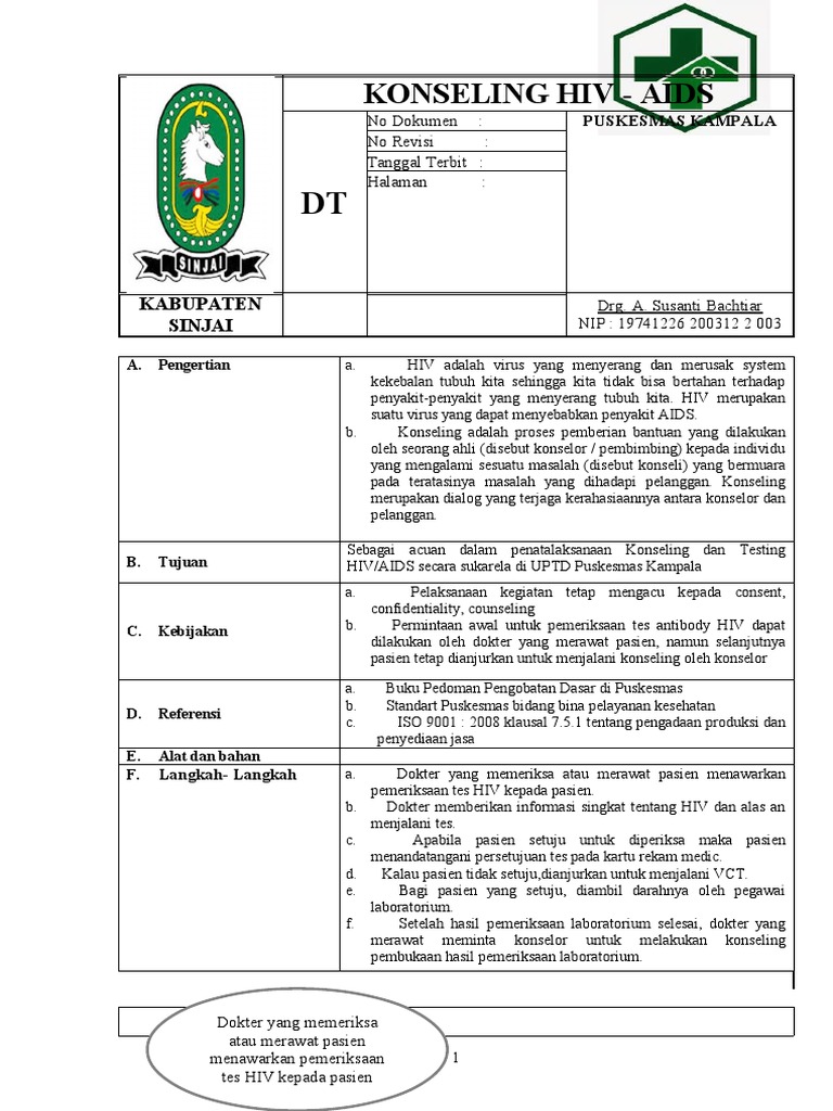 Sop Konseling Hiv-Aids | PDF