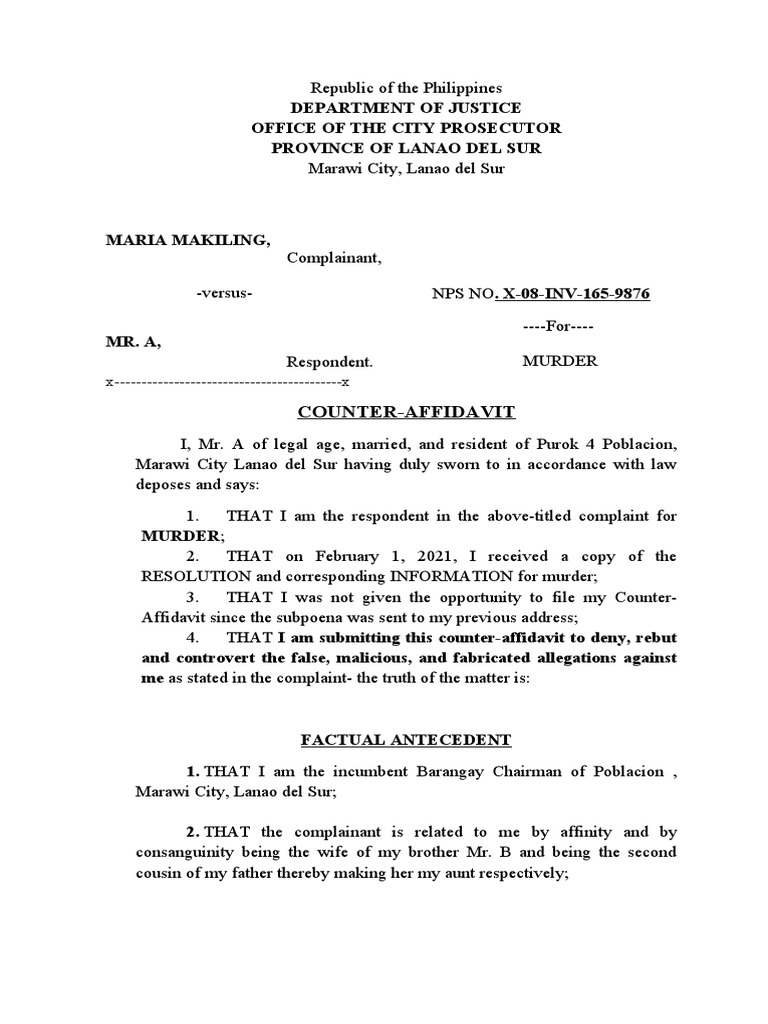 Assignment Counter Affidavit | PDF | Reasonable Doubt | Witness