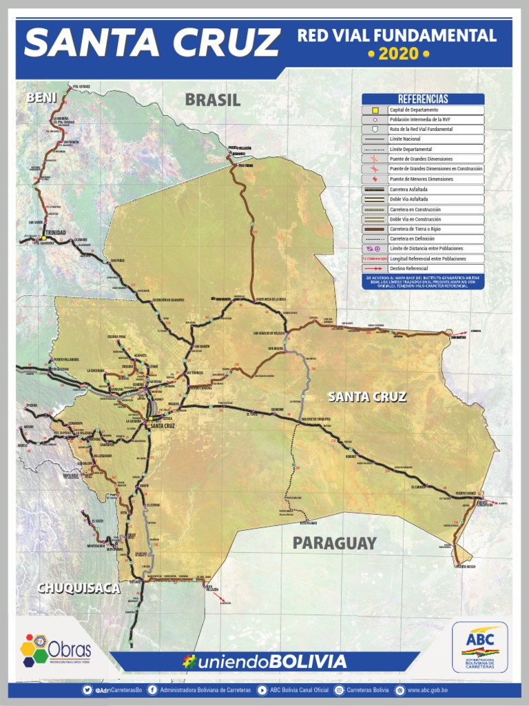Mapa Vial de Santa Cruz, Bolivia | PDF | La carretera | Transporte de ...