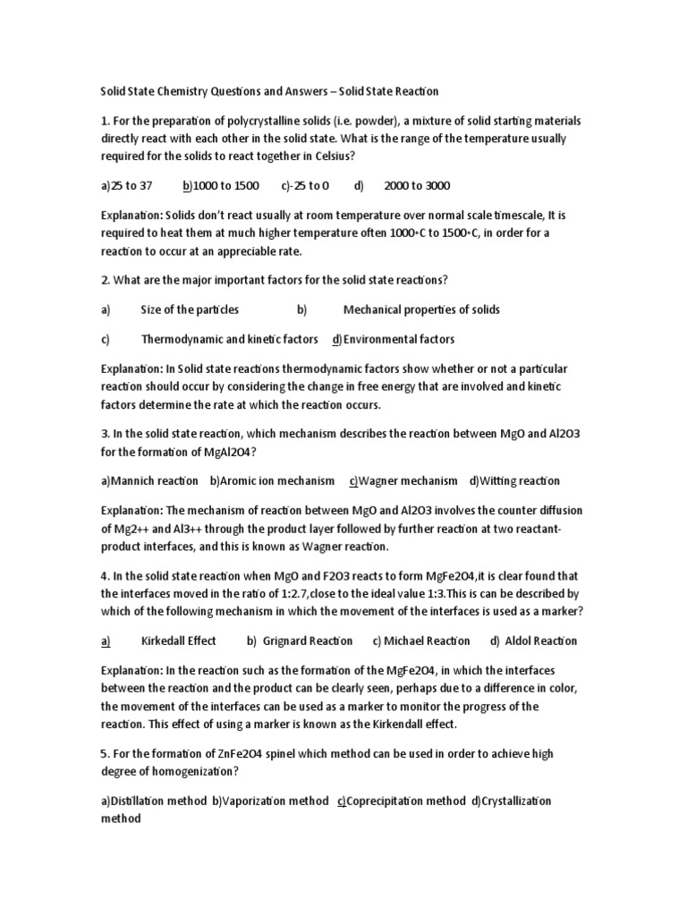 Solid State Chemistry Q&A Guide | PDF | Redox | Electrode
