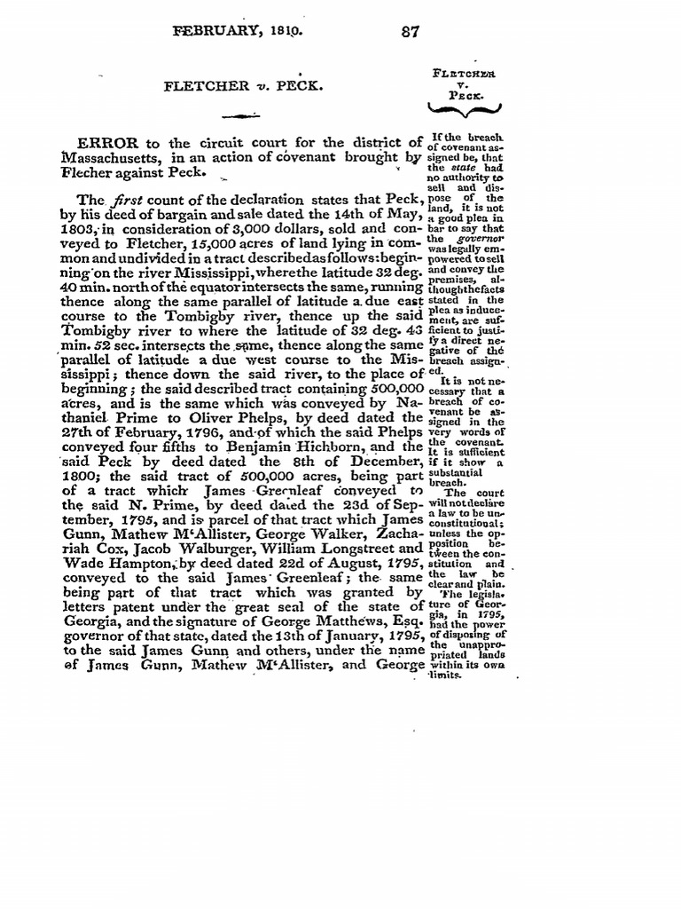 Fletcher V Peck PDF Justice Crime & Violence