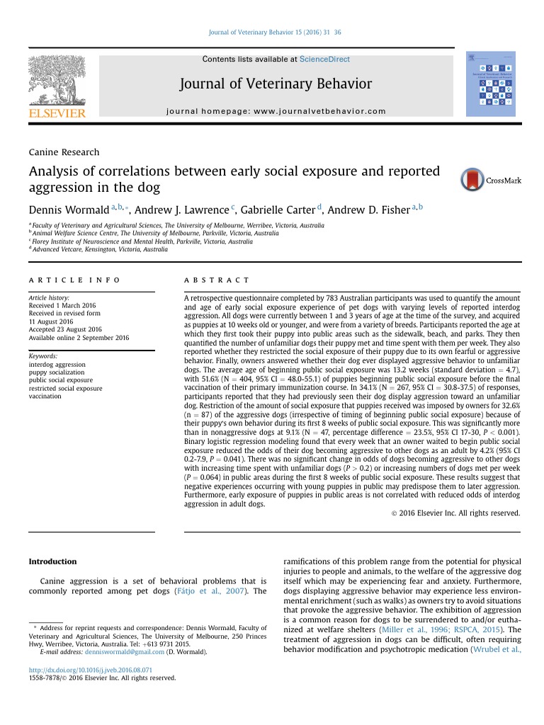 Analysis of Correlations Between Early Social Exposure and Reported ...
