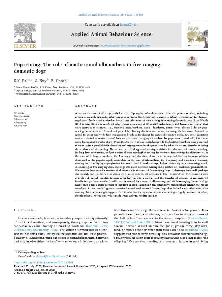 Pup Rearing: The Role of Mothers and Allomothers in Free-Ranging ...