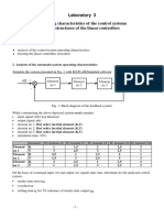 Laboratory 3 Operating Characteristics of The Control Systems Basic Structures of The Linear Controllers