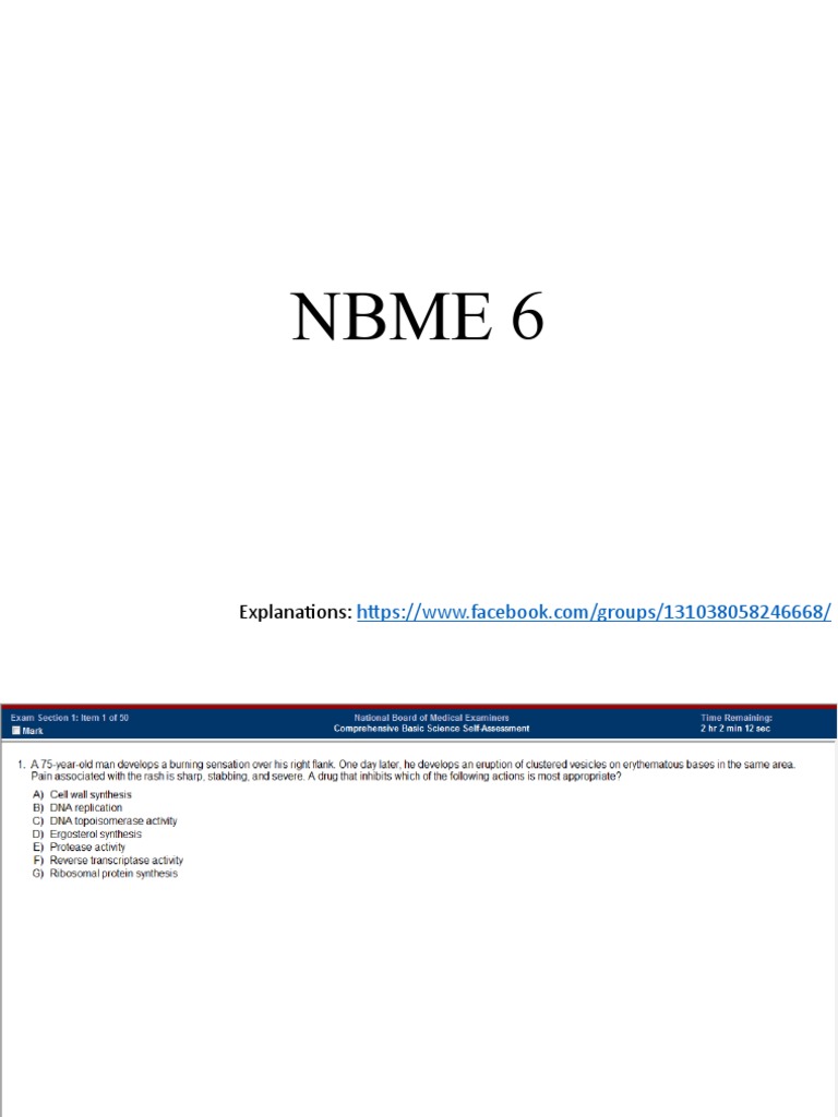 NBME 6 BLOCK 1-4 (No Answers Version) | PDF | Sports & Recreation