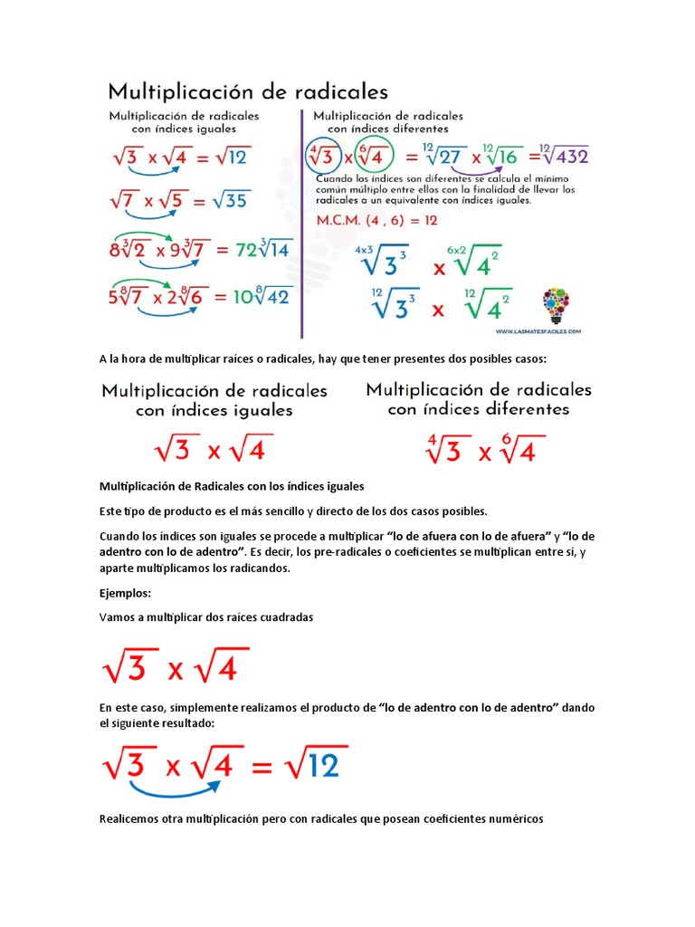 Ejercicios de Radicales | PDF | Enseñanza de matemática, image size:768x1024