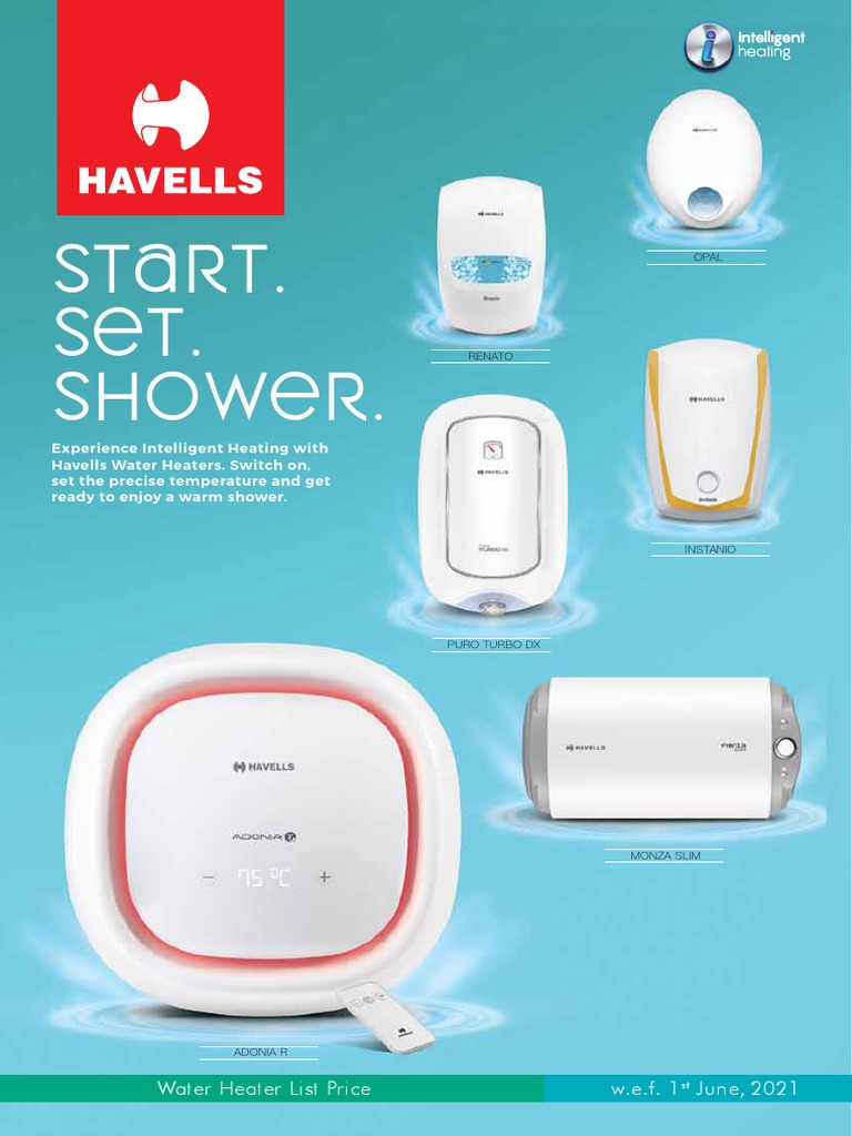 2021 Havells Water Heater Price List PDF Water Heating