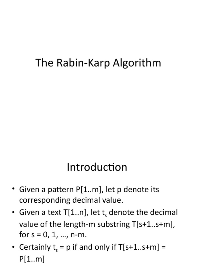 4.the Rabin Karp Algorithm | PDF | Multiplication | Algorithms