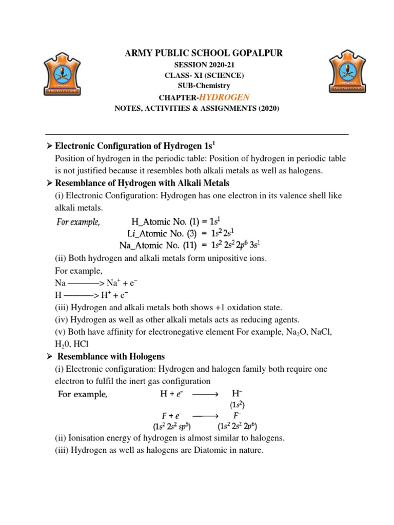 Hydrogen Complete NOTES | PDF | Hydride | Properties Of Water