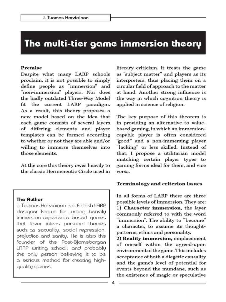 Multi-Tier LARP Immersion Theory | PDF | Theory | Simulation