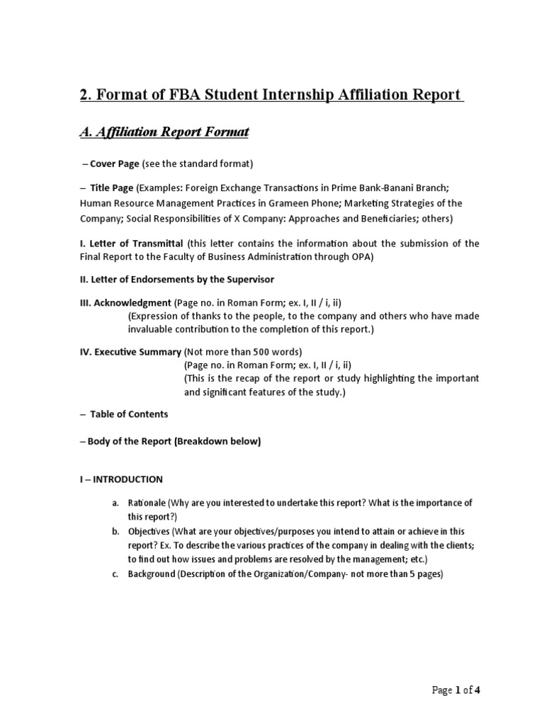 Fba Affiliation Report Format | PDF | Competence (Human Resources ...