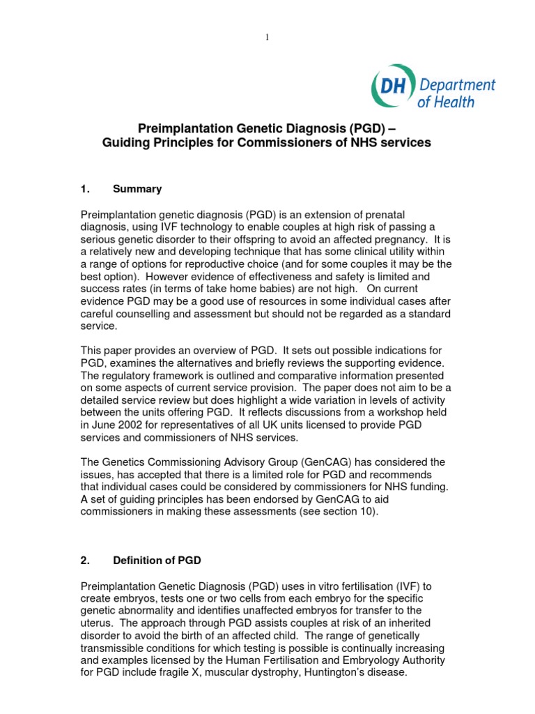 PGD Article1 Department of Health | PDF | In Vitro Fertilisation ...