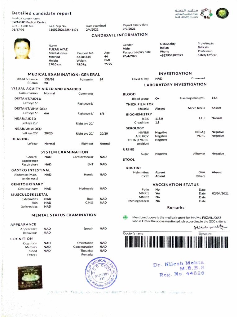 Fuzail Ayaz Gamca Report PDF Medical Specialties Clinical Medicine