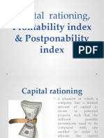 Capital Rationing, Profitability Index & Postponability Index