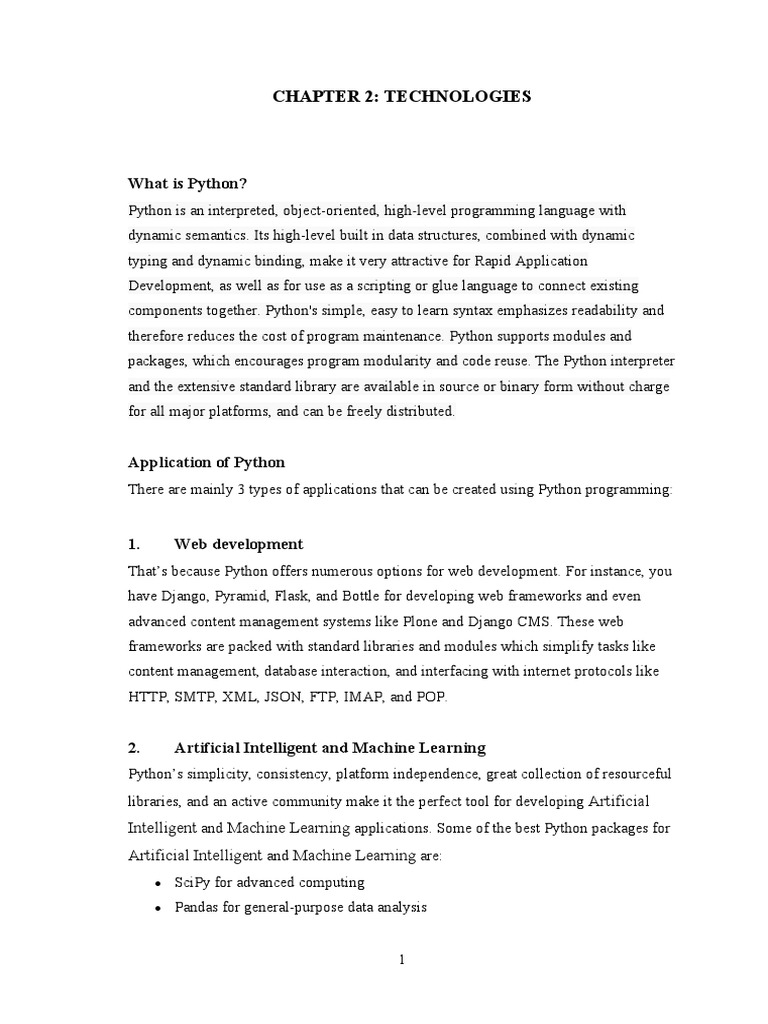 Chapter 2: Technologies: What Is Python? | PDF | Python (Programming ...