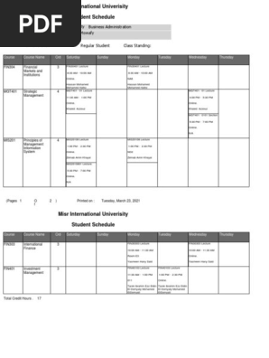 Student Schedule
