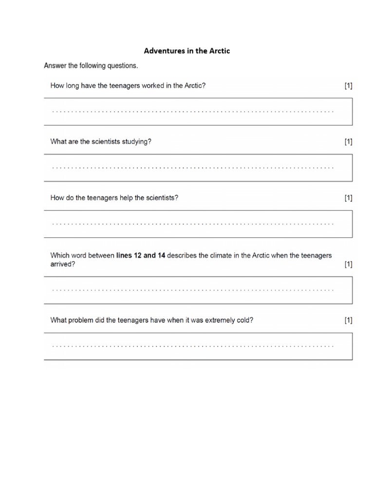 Questions Adventures in The Arctic | PDF