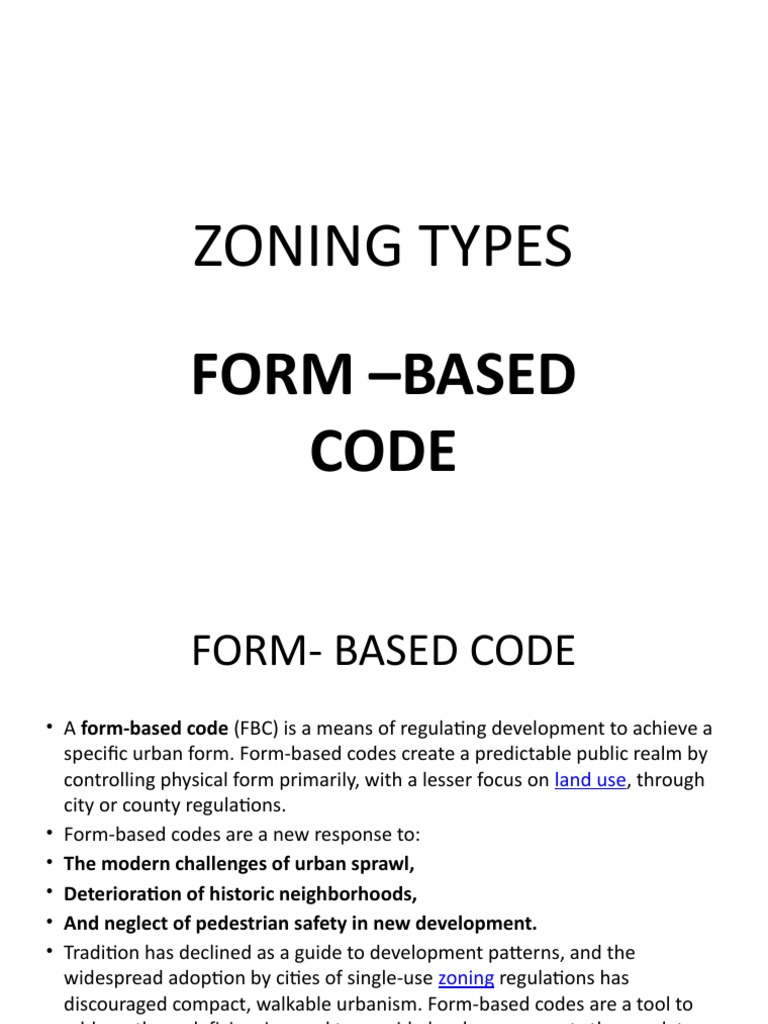 Zoning Types: Form - Based Code | PDF | Urbanization | Urban Planning