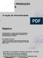 Leitura e produção de textos: informatividade