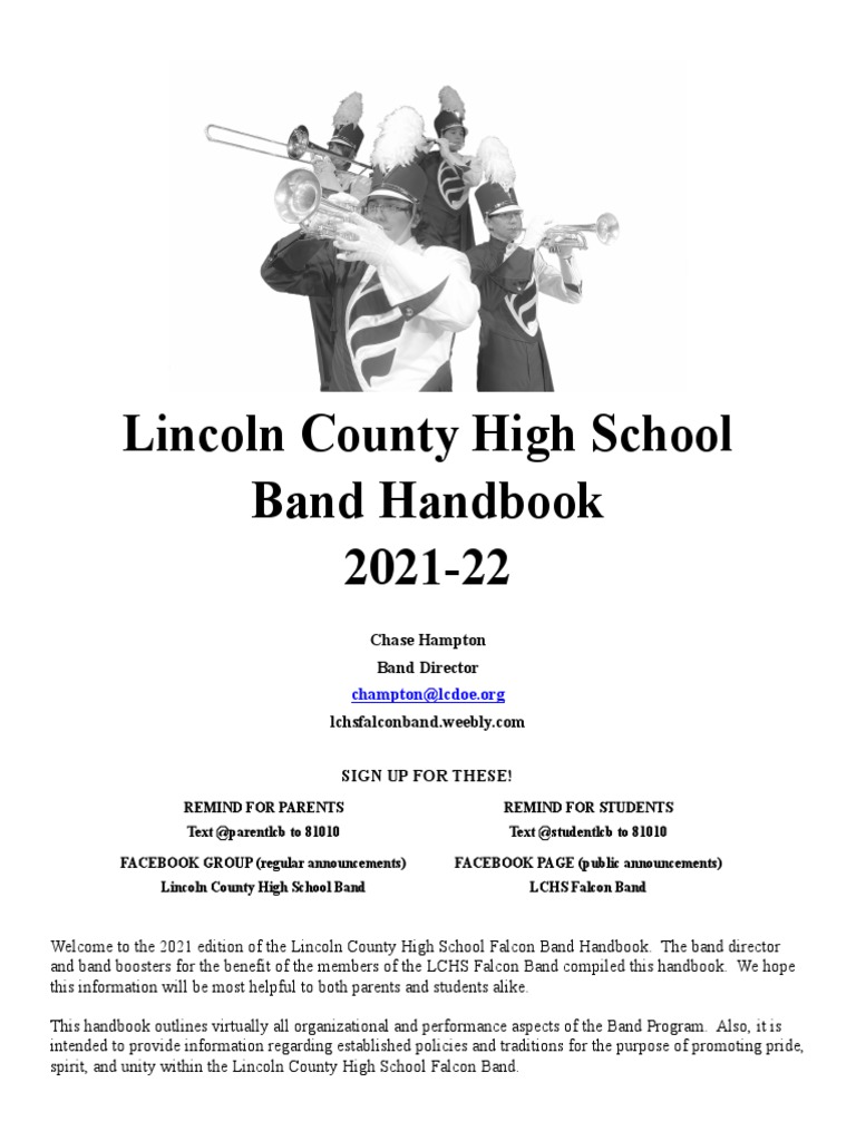 Lchs 202122 Band Handbook PDF Brass Instruments Woodwind Instruments