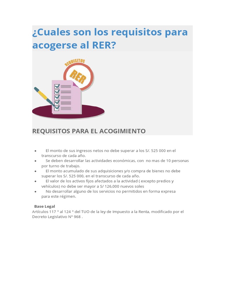 Requisitos y impuestos del RER en Perú | PDF