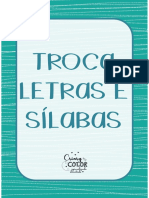 TROCA LETRAS E SÍLABAS ATIVIDADE DE ALFABETIZAÇÃO