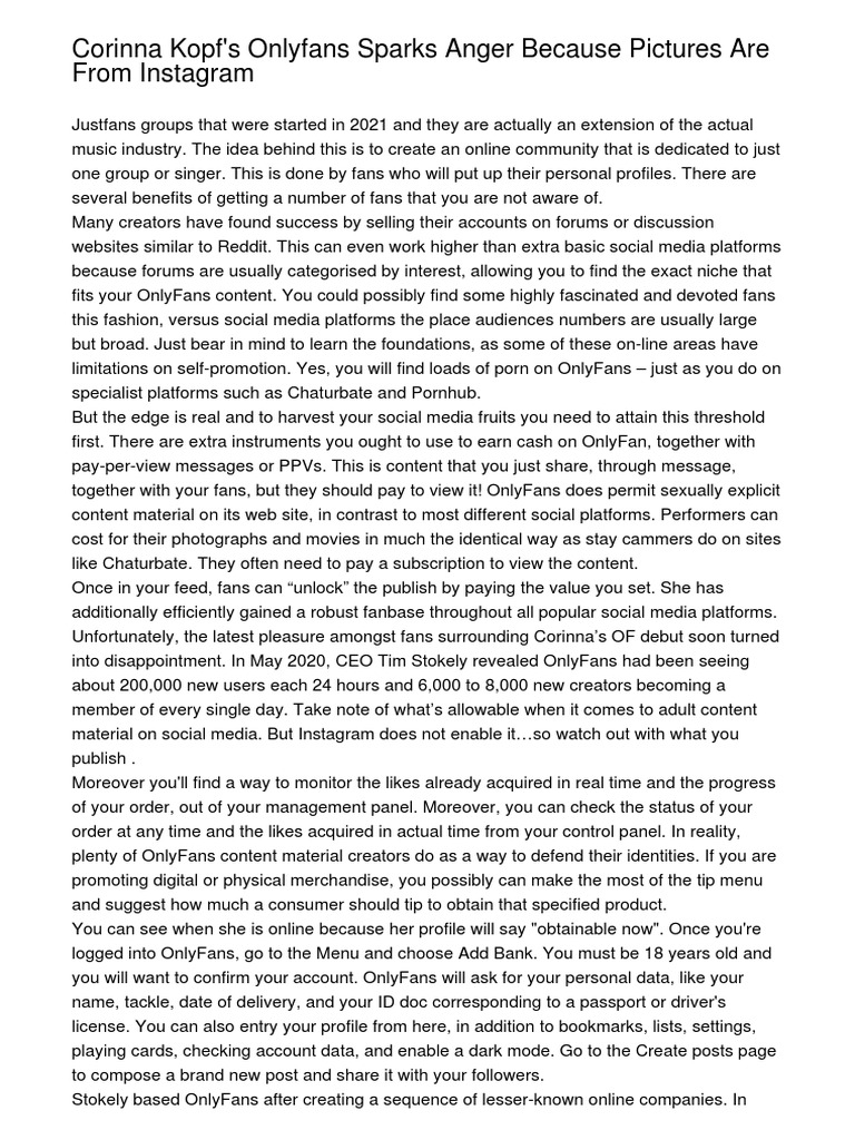 Corinna Kopfs Onlyfans Sparks Anger As A End Result of Pictures Are